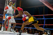  Bukiwe Nonina of Limpopo weighed in at 53,12kg for World WBF female bantam eight title wins against Matshidiso Mokebisi of the Free State weighed in at 53,52kg for World WBF female bantam weight title during the OR Tambo Boxing Tournament at Ferdi Meyer Hall on October 26, 2017 in Welkom, South Africa. 