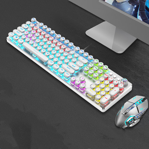 Title 25, Steampunk Mechanical Keyboard And Mouse Set Ret...
