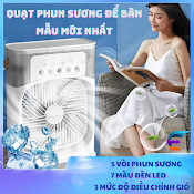 Quạt Phun Sương Để Bàn Nhỏ Gọn, Tiện Lợi, Có 5 Vòi Phun Sương Quạt Hơi Nước Kèm Đèn Led 7 Màu Tùy Chỉnh Có Chế Độ Hẹn Giờ Cùng 3 Chế Độ Phun Sương Làm Mát Mẫu Mới Nhất