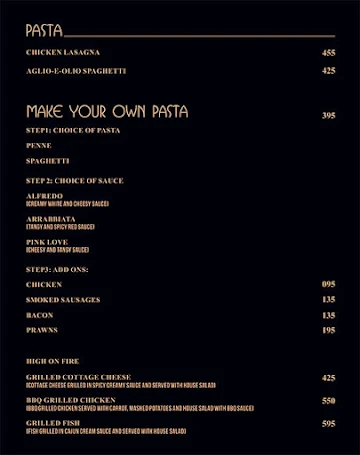 Zinq- The club lounge menu 