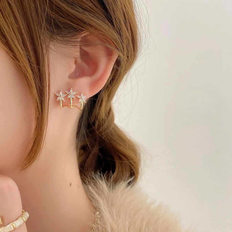 One Ear Hole Flower Earrings for Three Effects. Enhance your style with these popular earrings and enjoy a unique floral