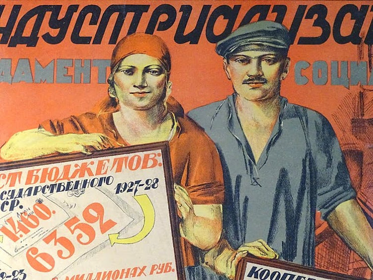 Soviet propaganda poster from the 1930s.