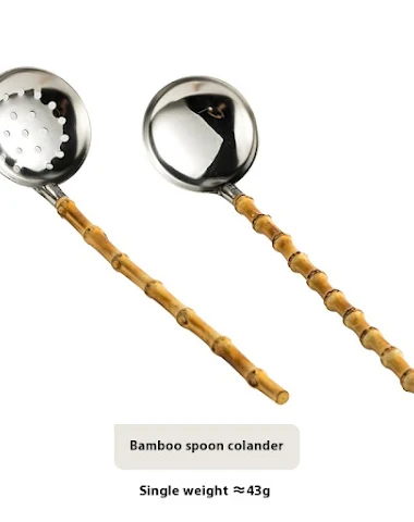 Natural Bamboo Handle Soup Spoon An - 2