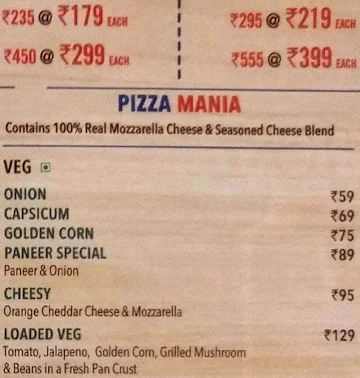 Domino's Pizza menu 