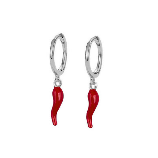 Title 6, Gold-plated Drop Oil Red Chilli Pendant Earring...