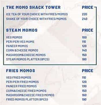 The Momo Shack menu 