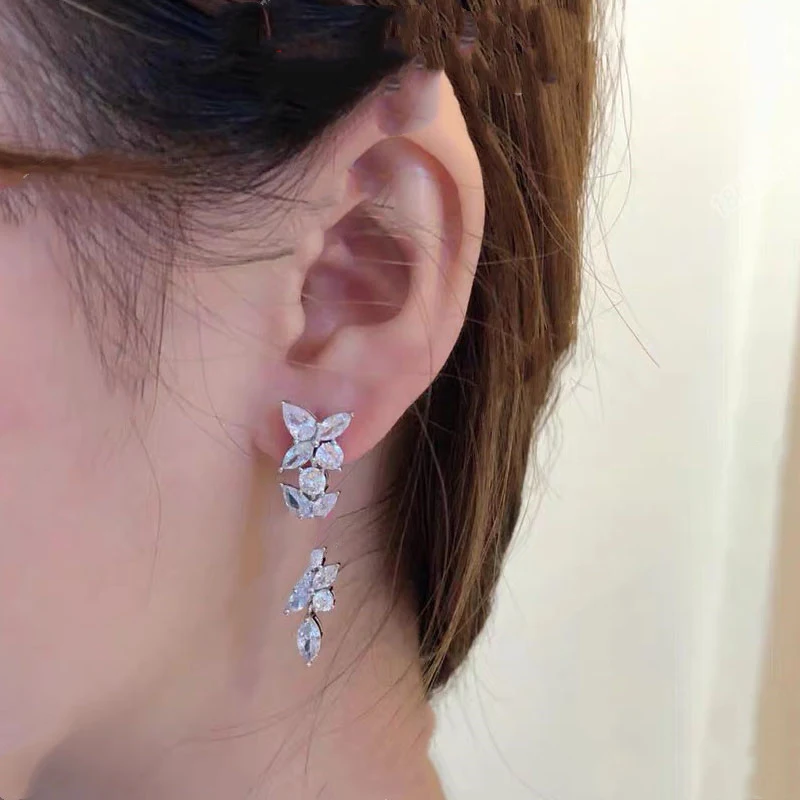 18k Belo Zlato Moissanite Dijamantske Naušnice Niz Dijamanata, za blistav i elegantan izgled.