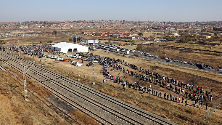 Thousands of youth gathered outside Orlando Stadium in Soweto to get appointment letters for training as solar panel technicians.