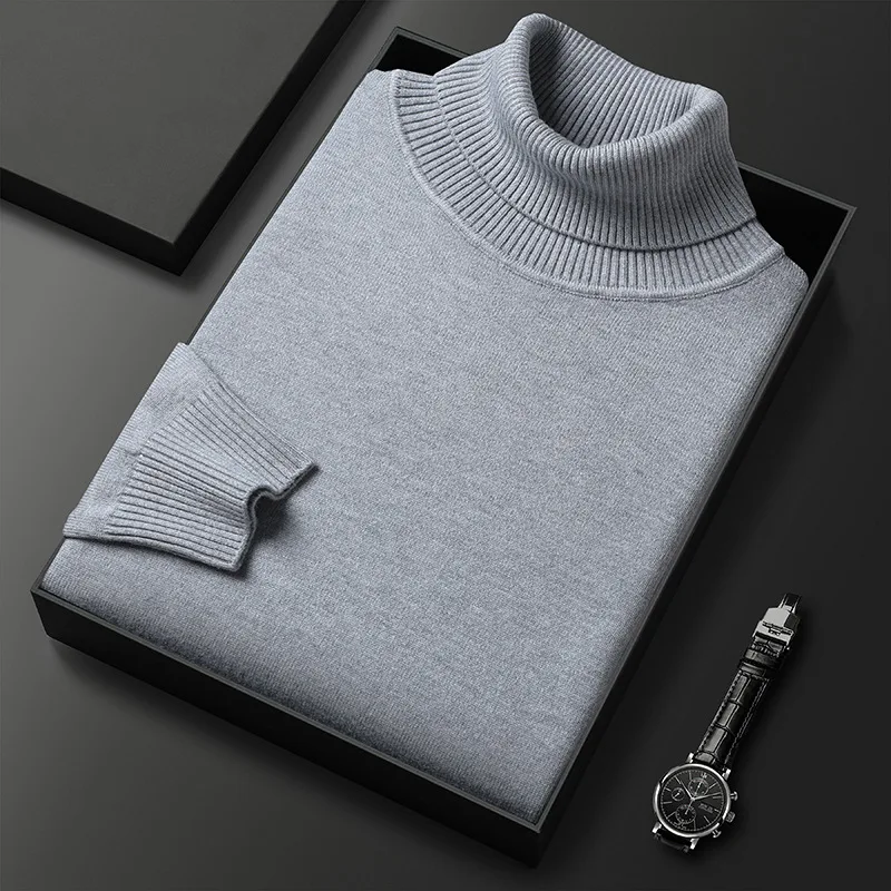 Suéter de cuello alto para hombre, ajuste delgado, color sólido, informal y elegante. Ideal para jóvenes y adultos, un básico versátil.