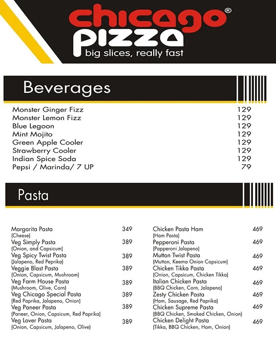 Chicago Pizza menu 