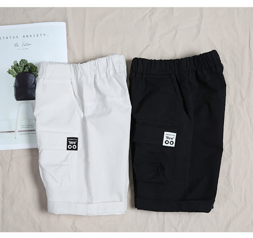Title 7, Solid Color Boys Thin Loose Cropped Cargo Trou...