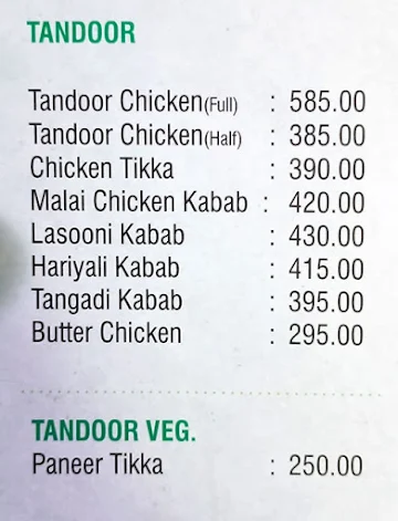 Nambiar's Green Pepper menu 