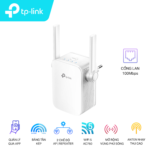 Bộ mở rộng sóng Wifi AC750 TP-Link RE205