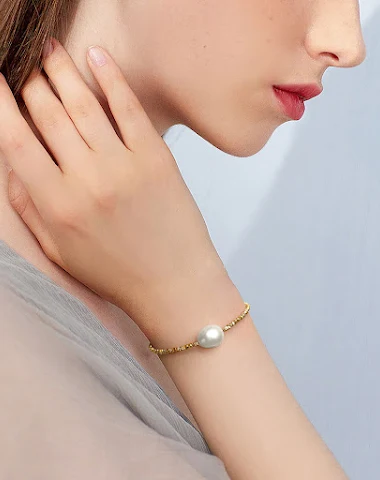 Bracelet de perles baroques argenté - 3