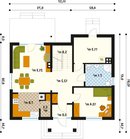 Dudek 2 dr-S - Rzut parteru