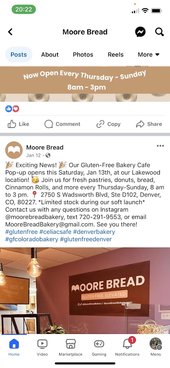 Moore Bread Bakery gluten-free menu