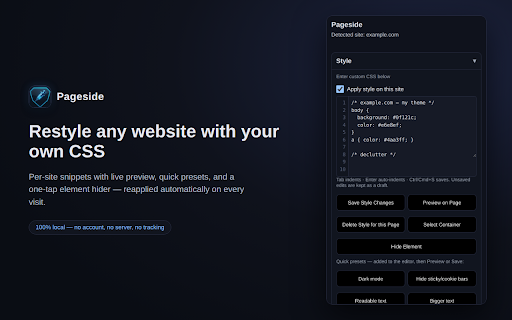 Pageside screenshot 1