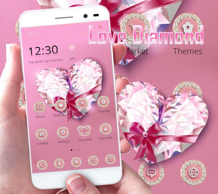Love Diamond Theme pink gem Screen 3