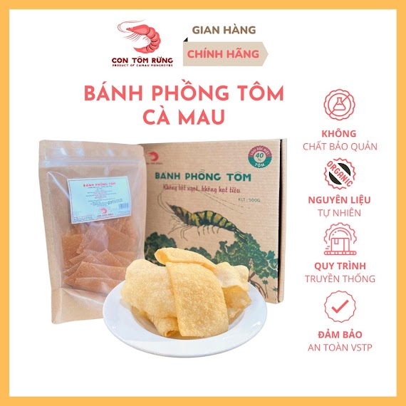 Bánh Phồng Tôm Cà Mau [Đặc Biệt 40% Tôm] - Con Tôm Rừng - Không Bột Ngọt, Không Hạt Tiêu