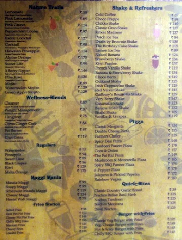 Urban Juice Cafe menu 