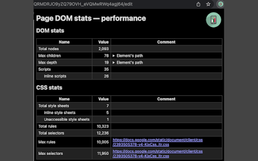 Page DOM Stats