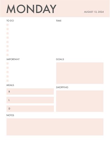 Pink Daily To Do - Planner template