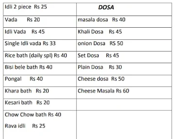 Nandini South Kitchen menu 