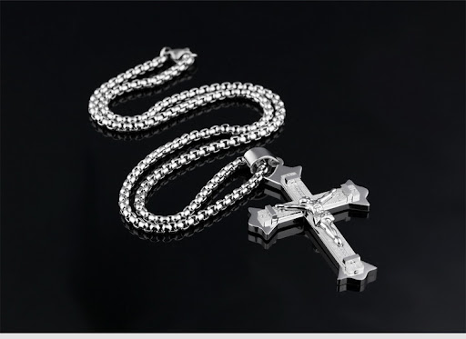 Title 2, Cross Christ Jesus Pendant Necklace Stainless