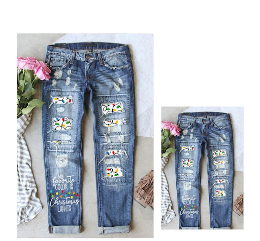 Title 4, Fashionable Torn Button Pleated Pants for Women...