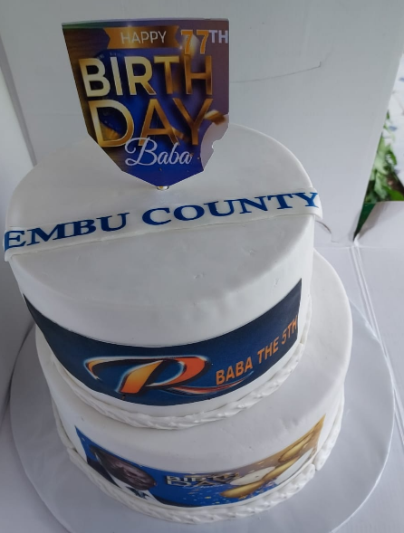 ODM Party leader Raila Odinga Embu County Birthday cake during his 77th birthday celebrations at Embu on Friday January 7,2022.