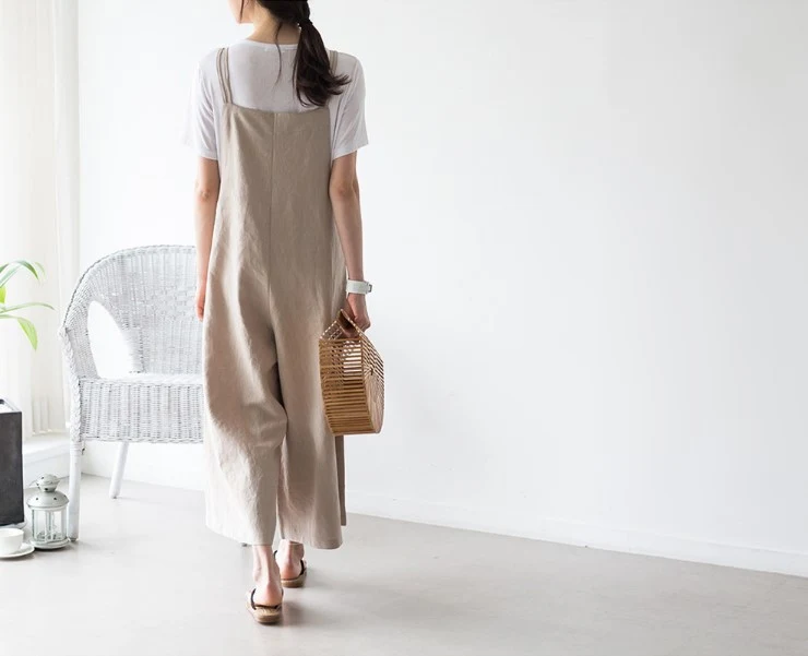 Title 9, New Loose Casual Wide Leg Cotton Hemp Sling Jum...