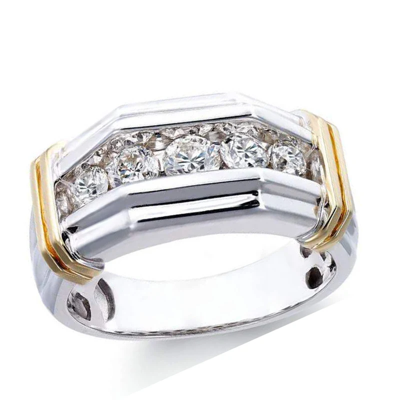 Mode Tweekleurige Ring in Europese en Amerikaanse Stijl, Micro-ingezet, een stijlvol sieraad voor een elegante uitstraling