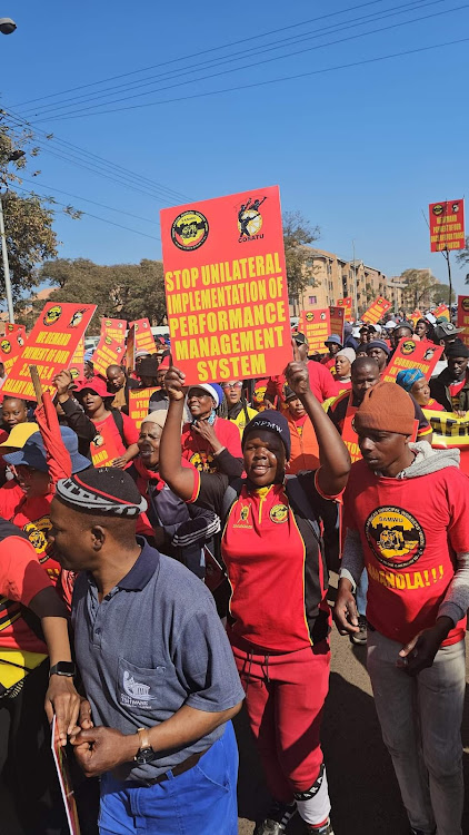 Some of the Samwu members who marched to Tshwane House on Wednesday.