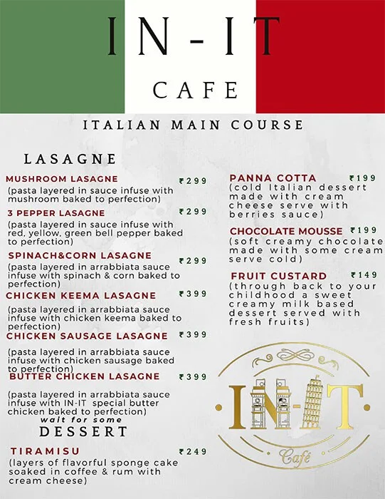 In-It Cafe menu 