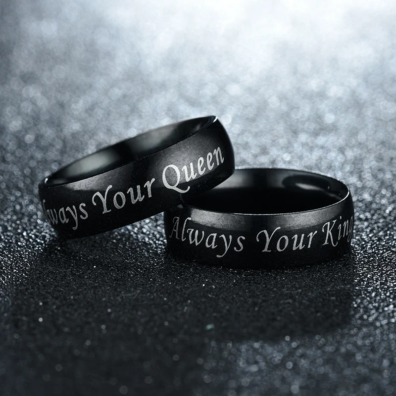 Queen's Fashion Stainless Steel Couple Rings. Durable and stylish rings, perfect for celebrating love and the bond betwe