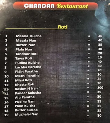 Hotel Chandan menu 