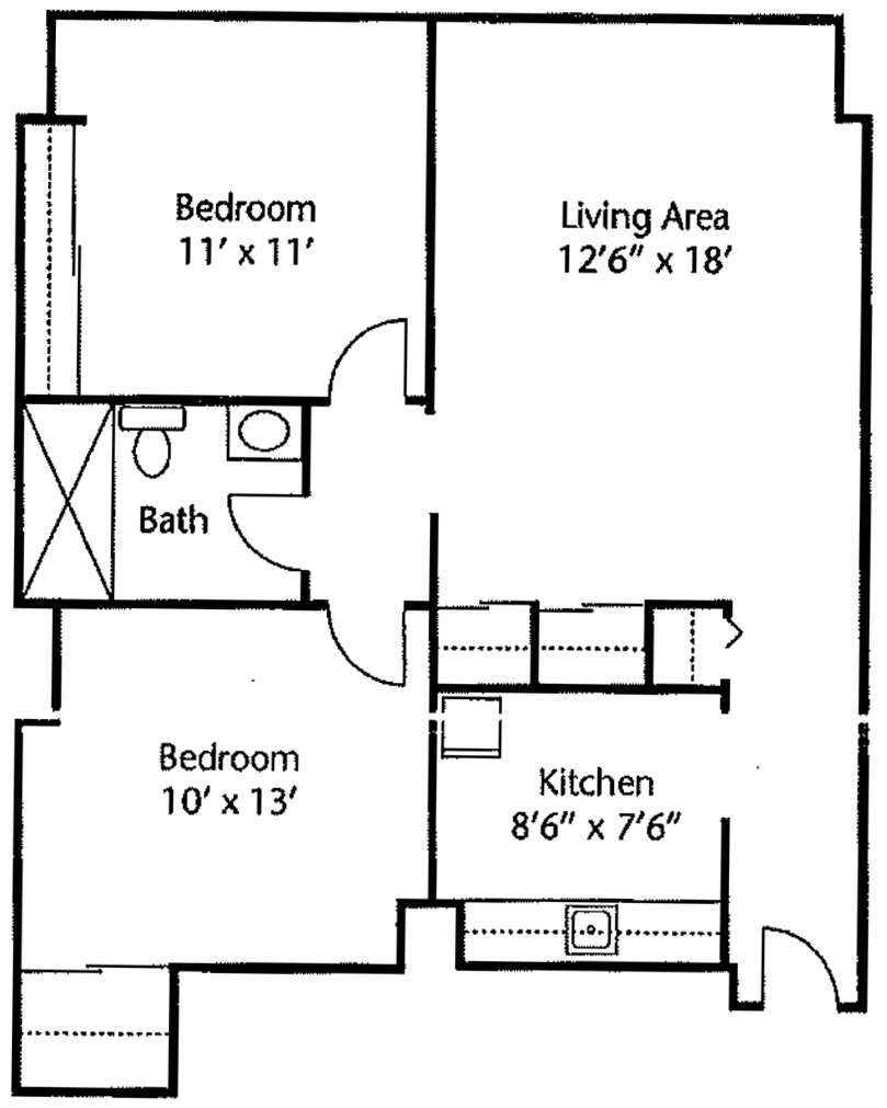 2 Bed 1 Bath