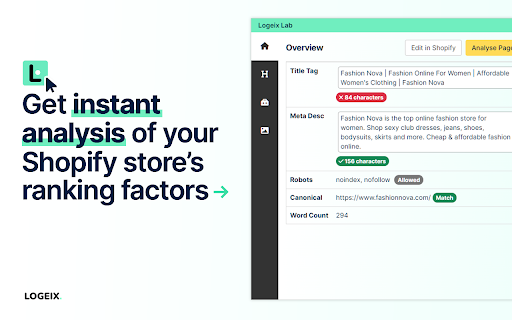 Logeix Lab - Shopify SEO Tool