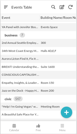 App showing grouping