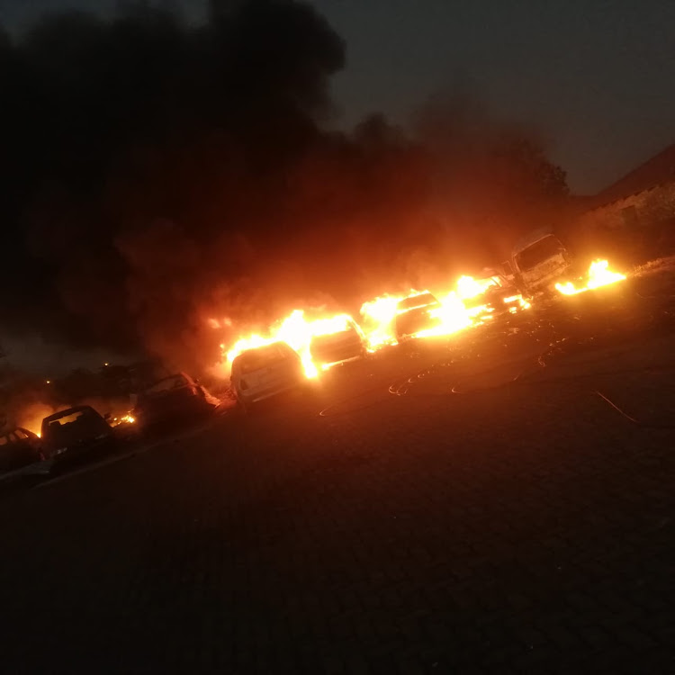 Five impounded vehicles were destroyed by a fire at the traffic department in Rustenburg.