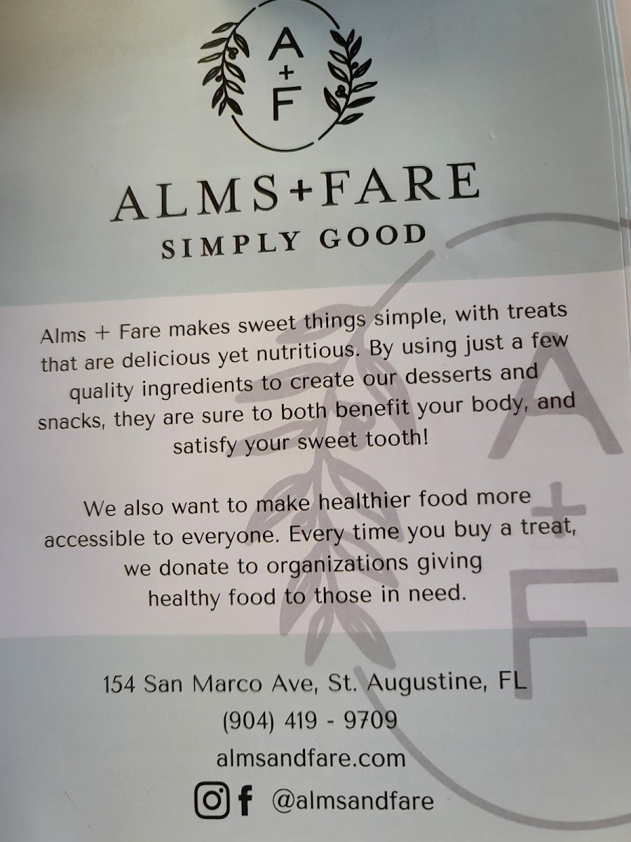 Alms + Fare: Wellness Bakery & Cafe gluten-free menu