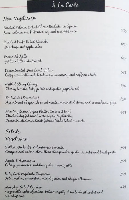 Caperberry Restaurant menu 