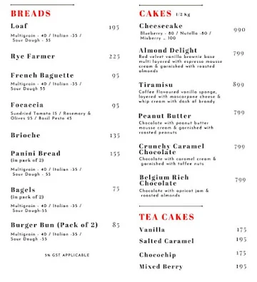 BreadUp menu 