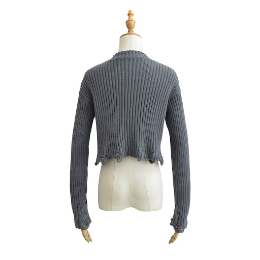 Title 8, Frayed Round Neck Pullover High Waist Short Thi...
