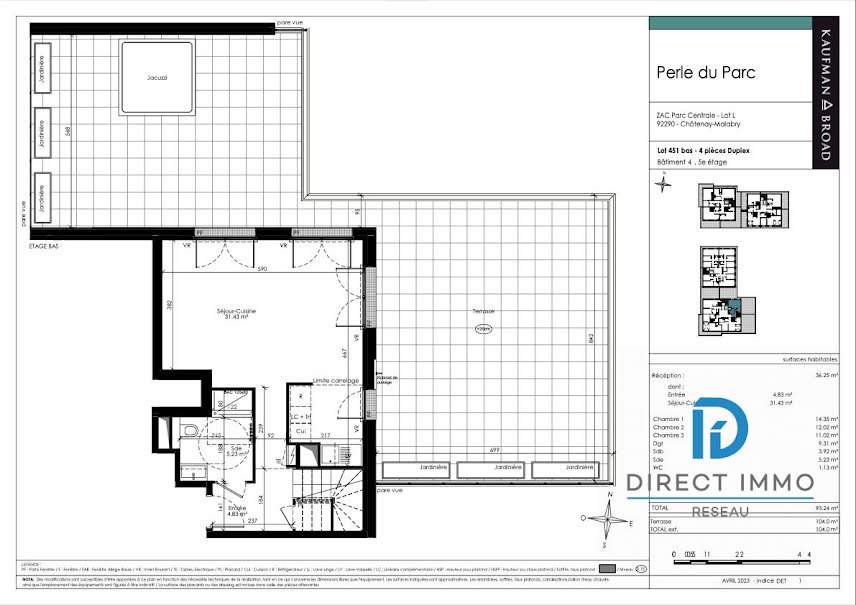 Vente appartement 4 pièces 93 m² à Chatenay-malabry (92290), 1 048 000 €