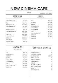 New Cinema Cafe menu 1