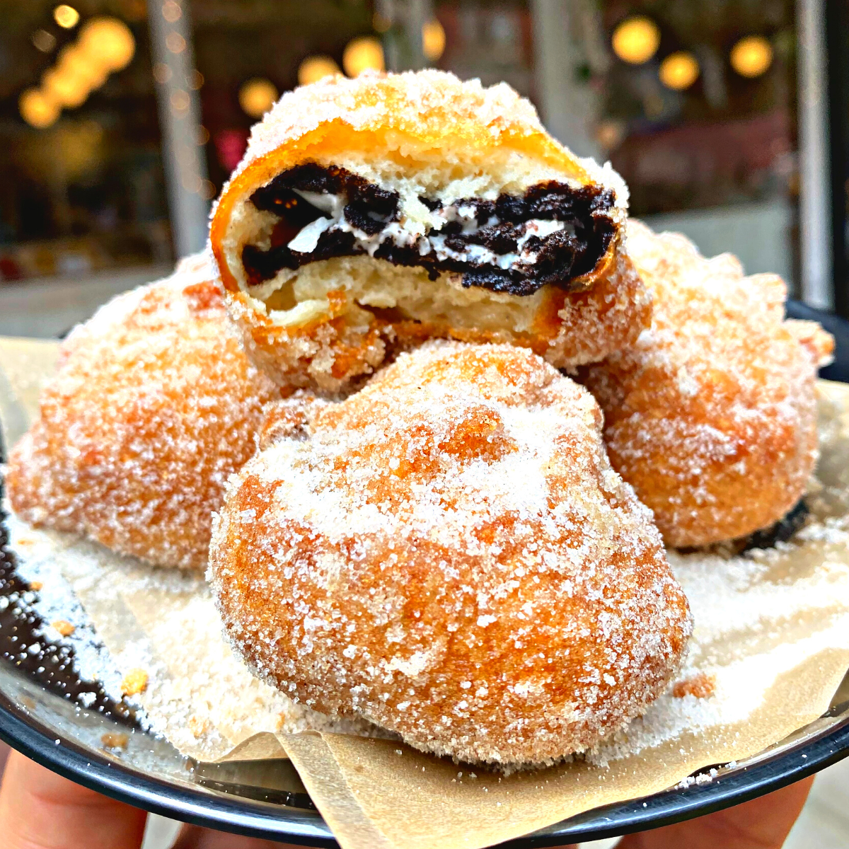 OMG! DELICIOUS CHURRO FRIED OREOS! FRIED FRESH UPON ORDERING! AVAILABLE FOR LOCAL DELIVERY AND IN STORE PICK UP!