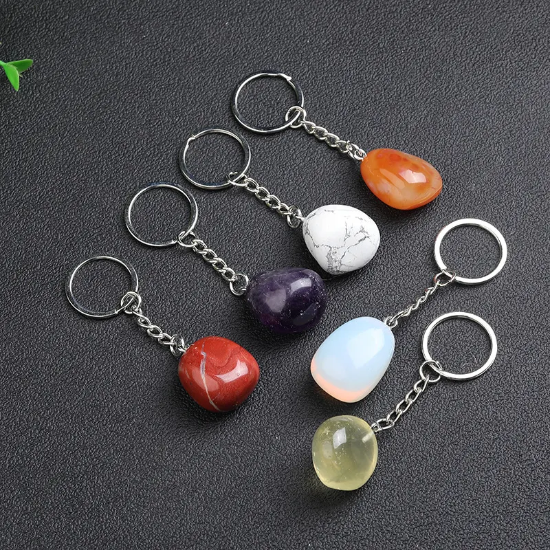 Title 2, Natural Crystal Stone Key Chain Handmade DIY Cr...