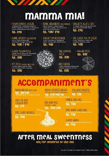 Spice Factory menu 