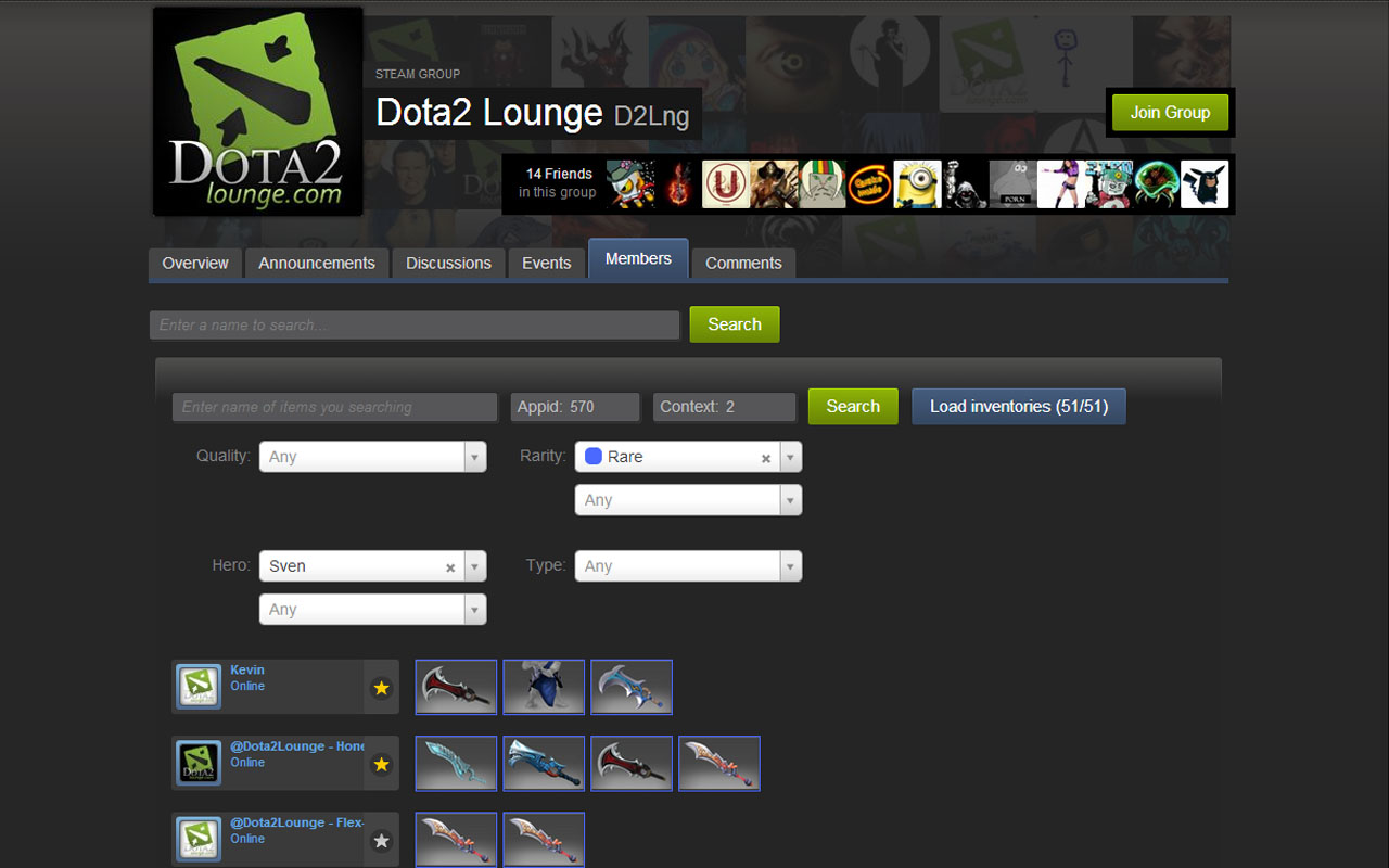 Search items in steam groups. Preview image 1